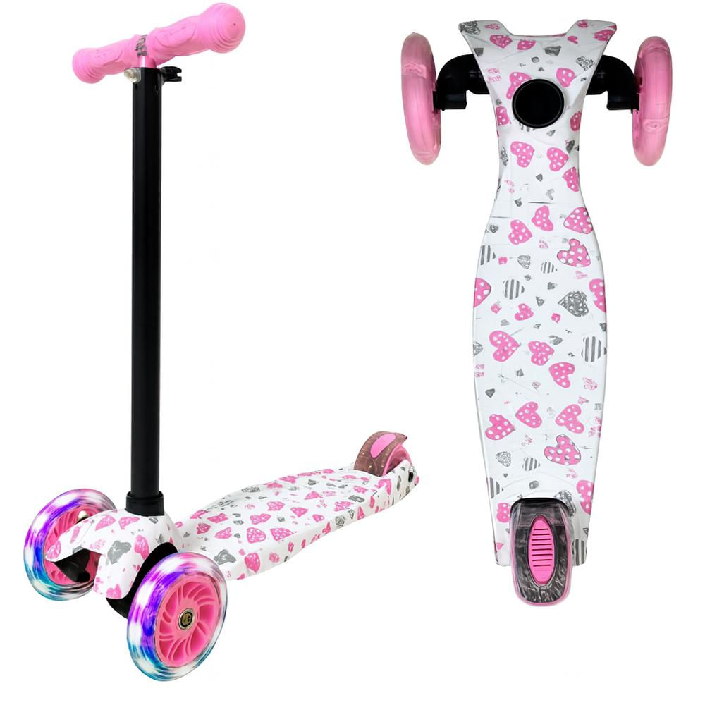 Monopatín Scooter Infantil 3 Ruedas Con Luces Led Y Diseño Corazon img #1