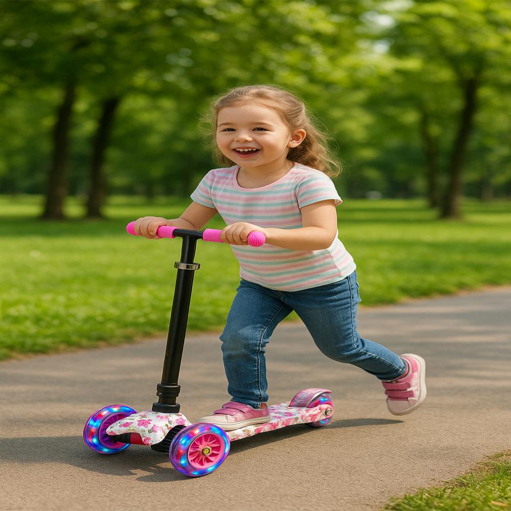 Monopatín Scooter Infantil 3 Ruedas Con Luces Led Y Diseño Corazon img #3