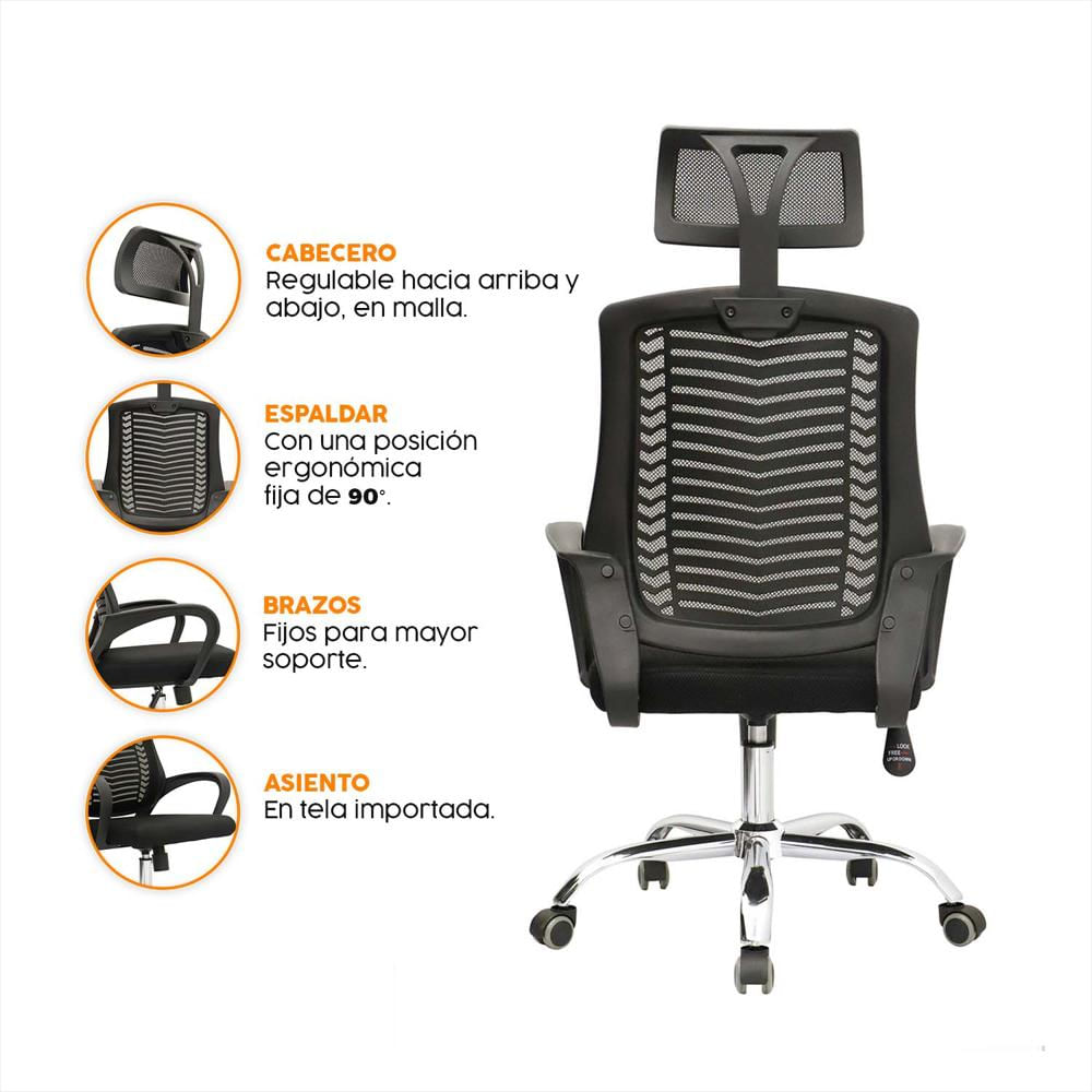 Silla Escritorio Ejecutiva Negro Con Cabecero Lifan Bonno img #2