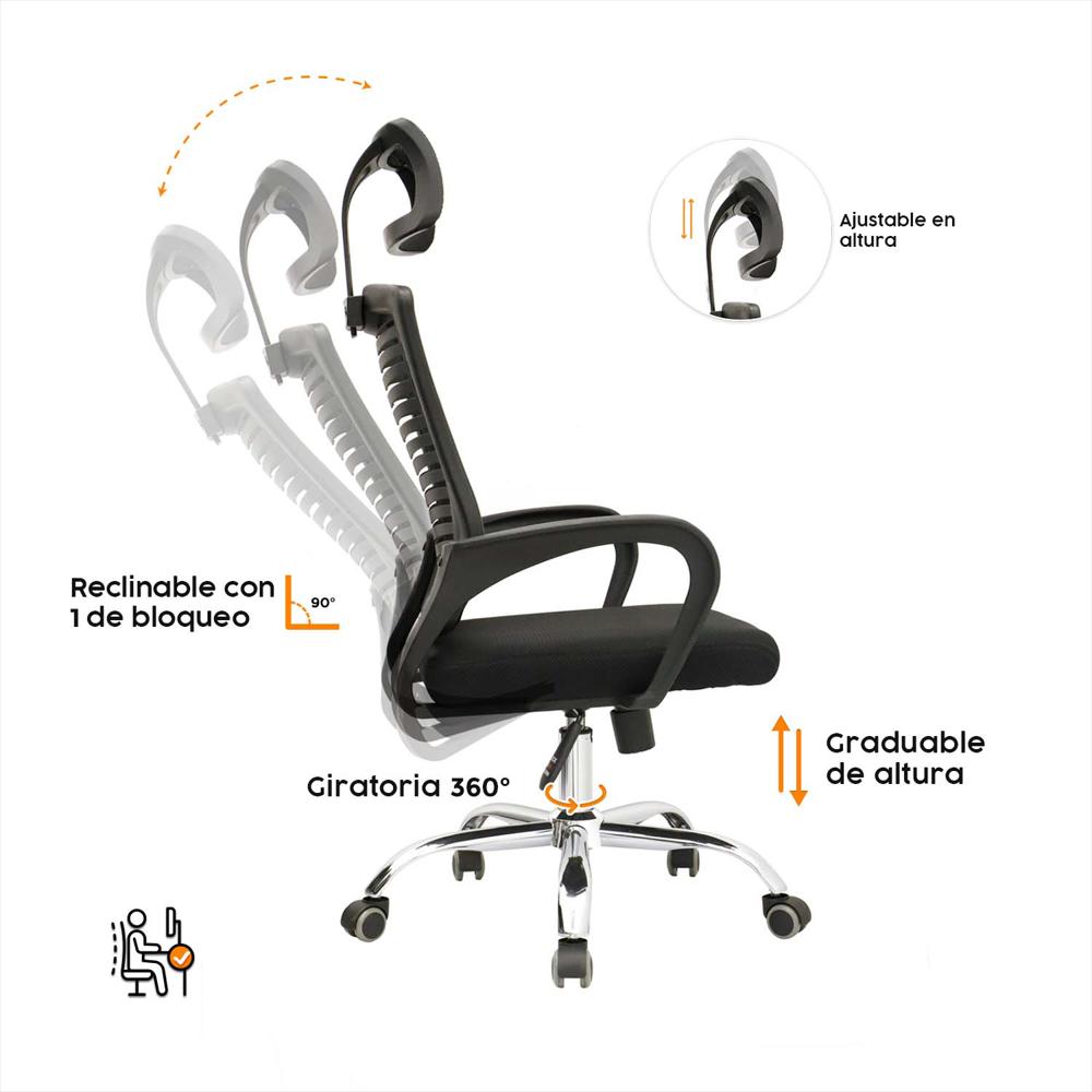Silla Escritorio Ejecutiva Negro Con Cabecero Lifan Bonno img #5