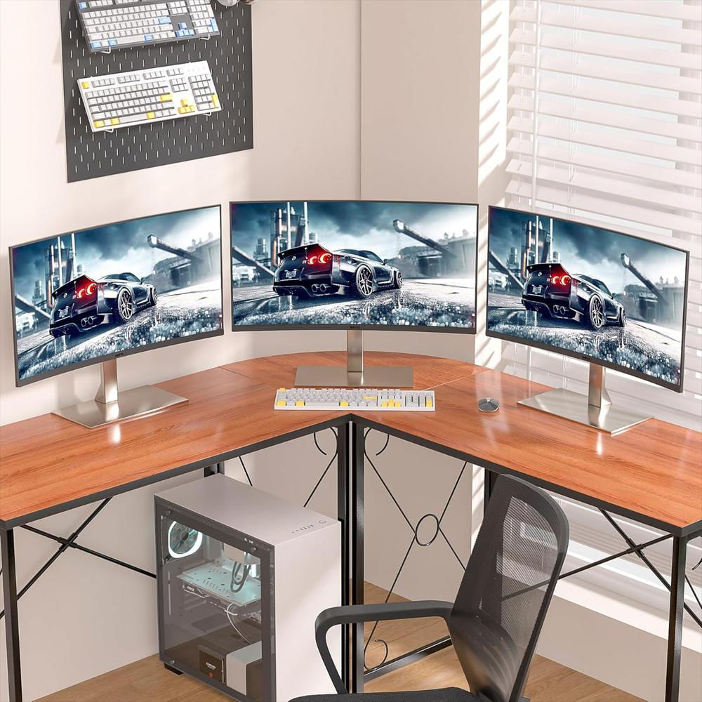 Escritorio Vecelo L 59 pulgadas Acero Industrial Espacio Amplio Para Oficina En Casa Y Trabajo Con 2 Monitores img #4