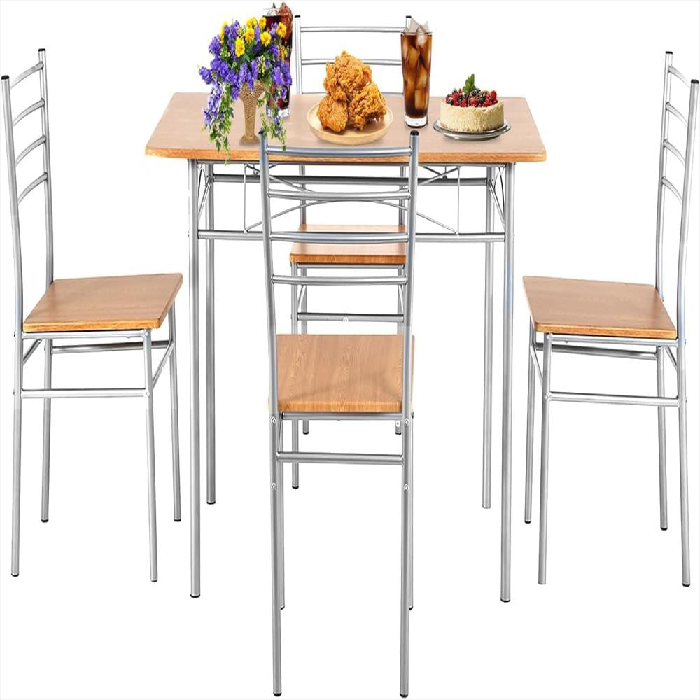 Juego De Comedor Paylesshere Mesa De Madera Y 4 Sillas Modernas, Fácil De Montar Y Elegante Diseño Rectangular