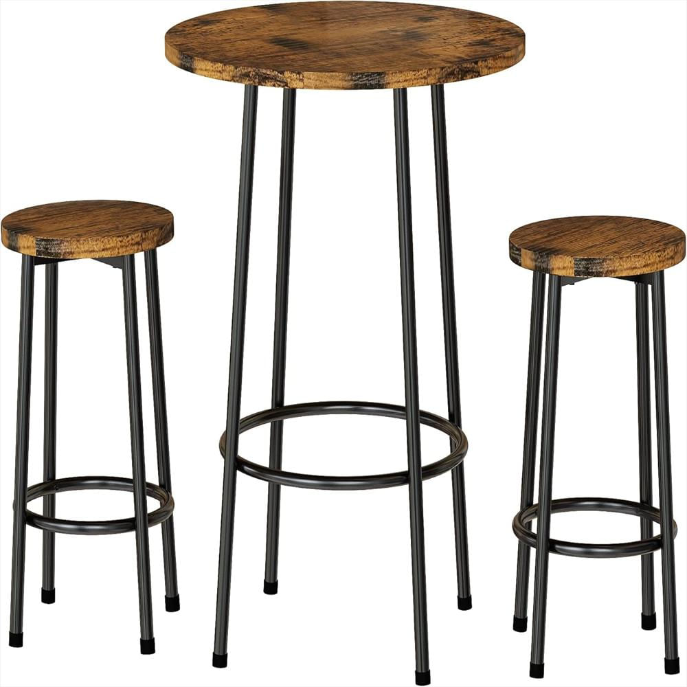 Juego De Comedor Hooseng 3 Piezas Mesa De Bar Industrial Rústica Con 2 Taburetes 61 Cm img #1