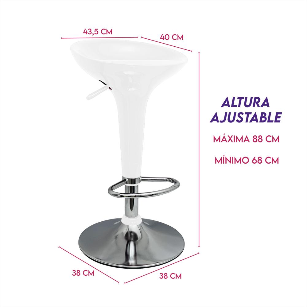 Set X2 Silla Bar Butaco Alta Giratoria Cocina Refboston Blanco Boston X2 img #3