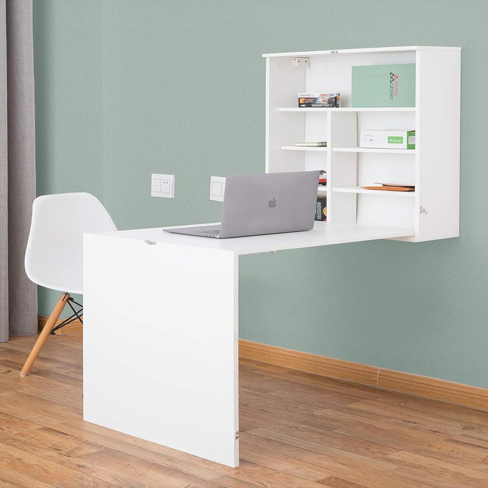 Escritorio Quickway Imports Plegable Blanco Madera 23.5 pulgadas Ancho, Ideal Para Oficina Y Espacio De Trabajo img #2