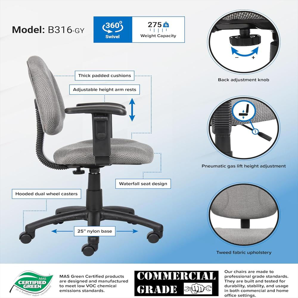 Silla Oficina Norstar Office Dba Boss Ajustable, Apoyo Lumbar, Tela Deluxe, Color Azul, Listo Para Armar img #4