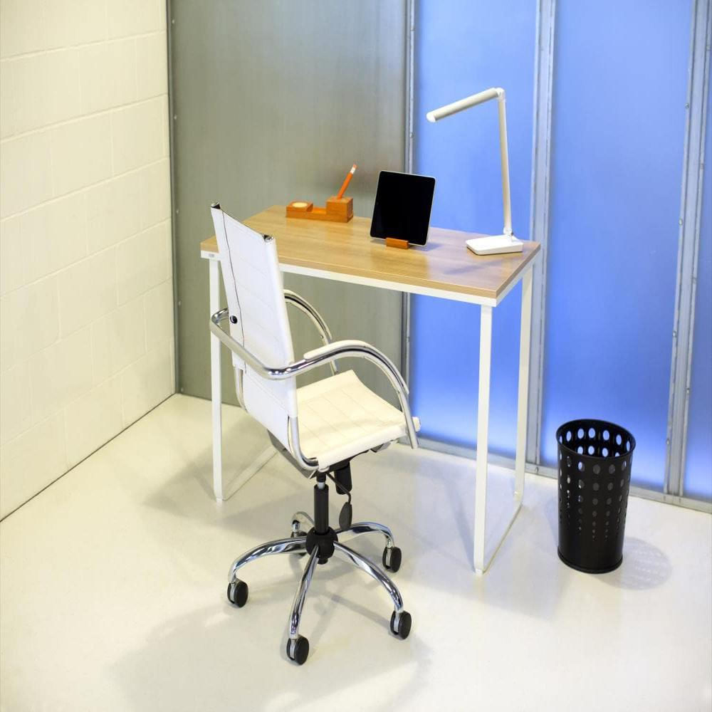 Escritorio Safco Products 47 pulgadas Laminado Madera Haya Base Trineo Patas Blancas Resistente Para Oficina Y Hogar img #4