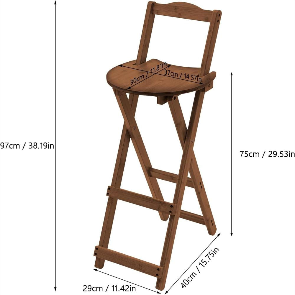 Silla De Bar Formryuelecus Plegable Bambú Marrón Oscuro Ahorro De Espacio, Respaldo Ergonómico, 75 Cm Altura img #3