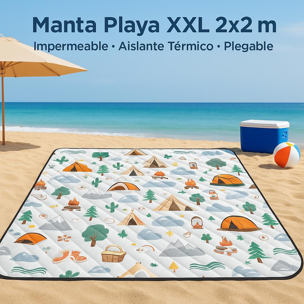 Manta De Playa De 2X2m 3 Capa Impermeable Aislante Termico