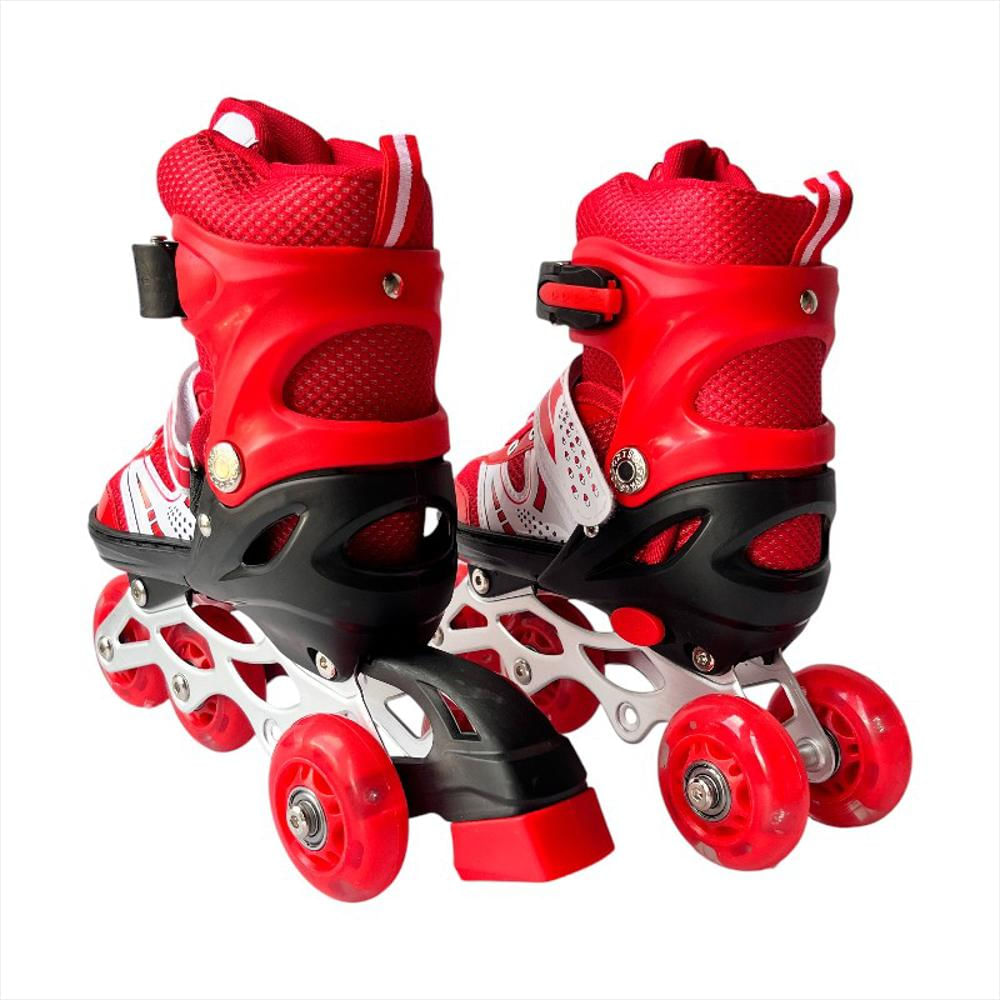 Kit De Patines En Línea Con Luces Led Llantas Traseras Talla S (29 33) Rojo img #2