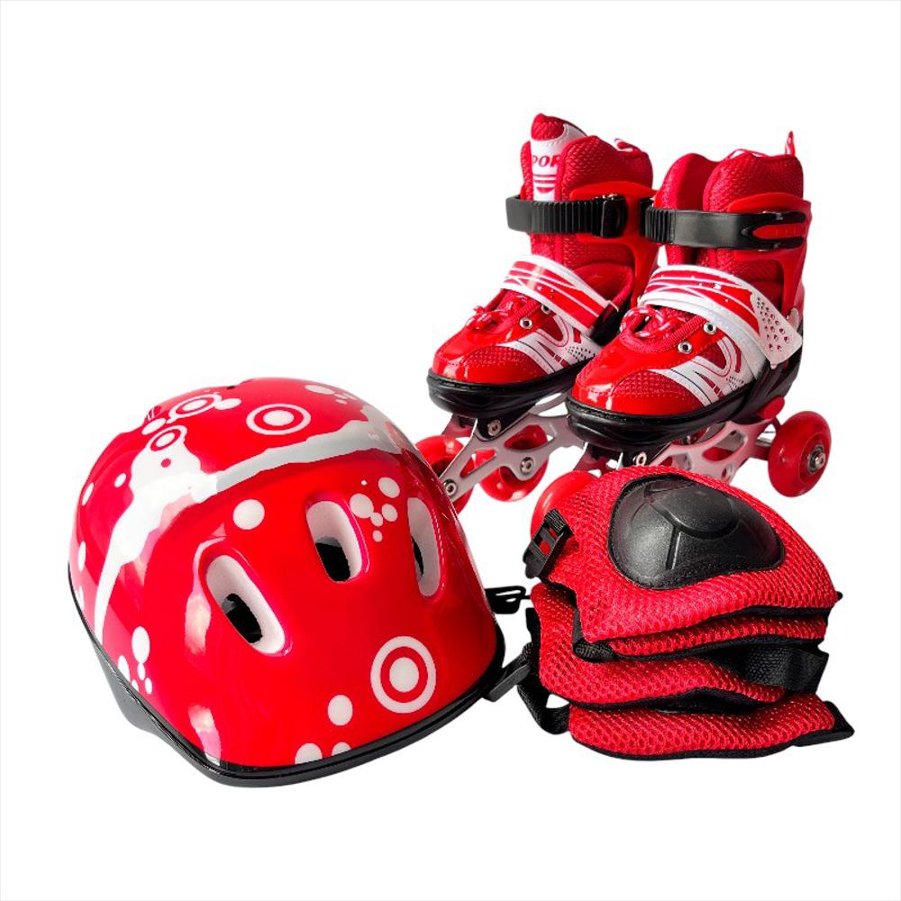 Kit De Patines En Línea Con Luces Led Llantas Traseras Talla S (29 33) Rojo img #3