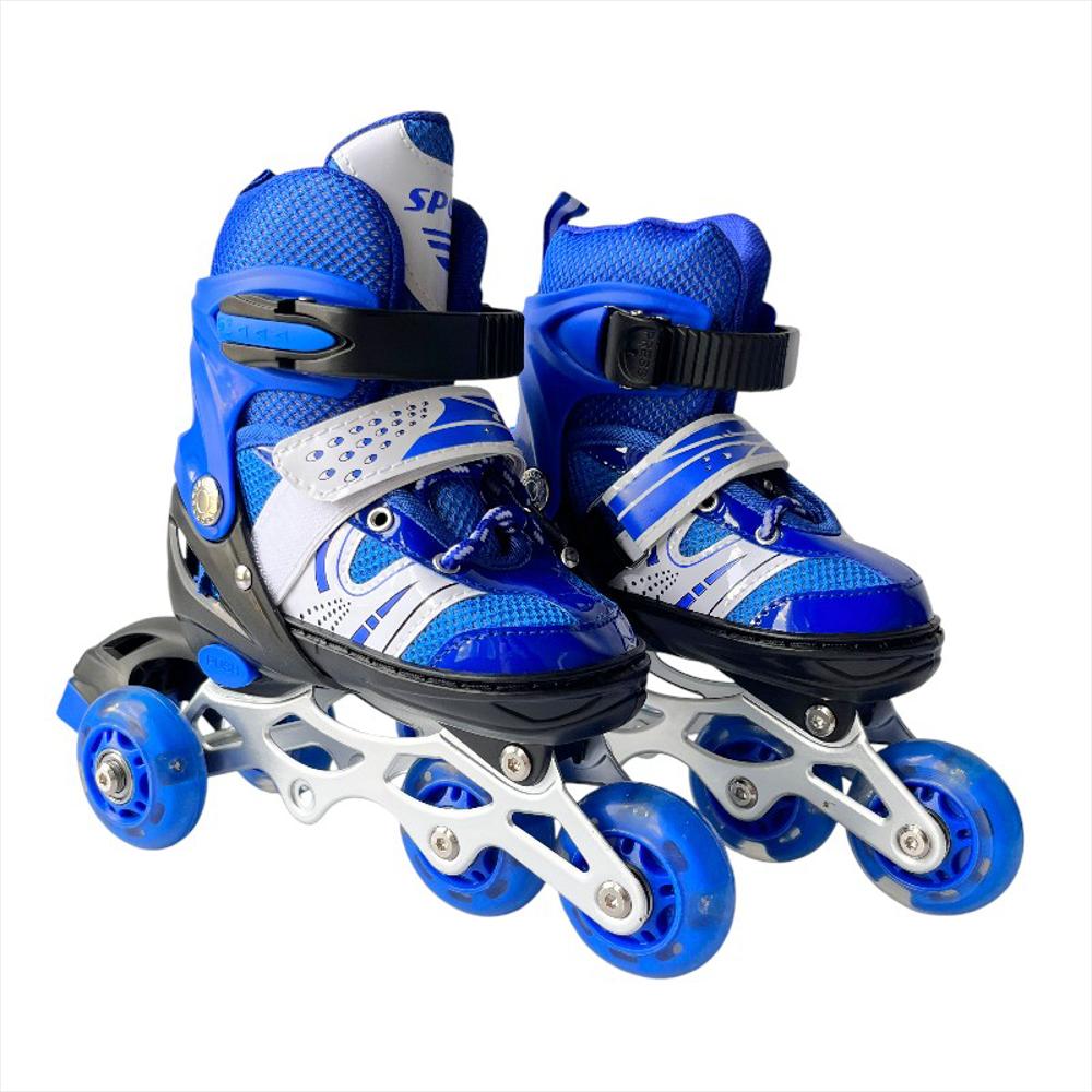 Kit De Patines En Línea Con Luces Led Llantas Traseras Talla S (29 33) Azul img #1
