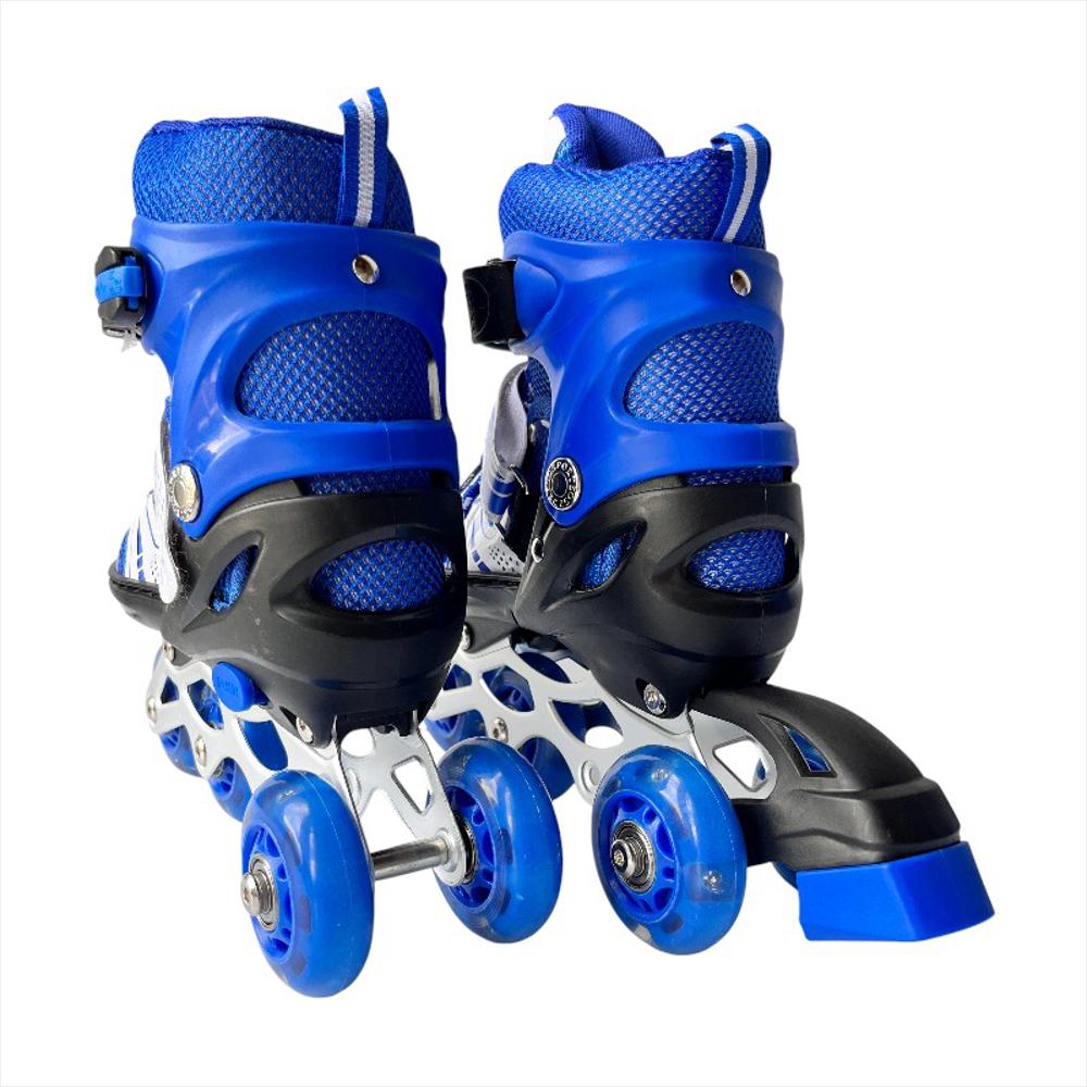 Kit De Patines En Línea Con Luces Led Llantas Traseras Talla S (29 33) Azul img #2