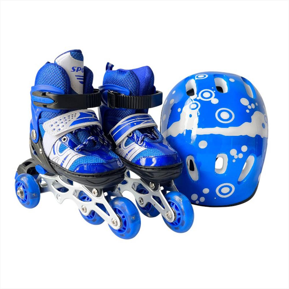 Kit De Patines En Línea Con Luces Led Llantas Traseras Talla S (29 33) Azul img #3