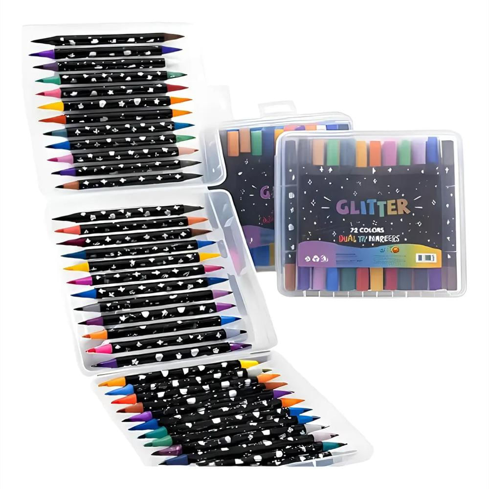 Bolígrafos Marcadores Doble Punta 36 Colores Glitter img #1
