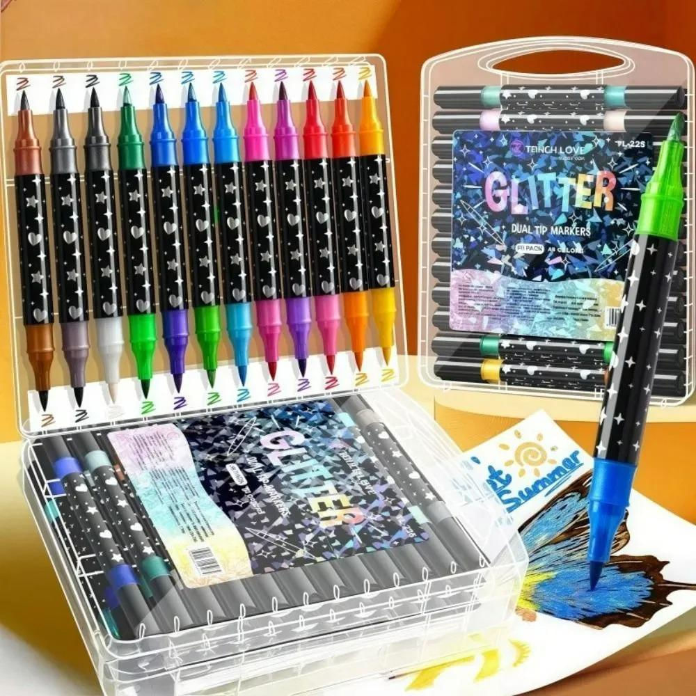 Bolígrafos Marcadores Doble Punta 36 Colores Glitter img #3