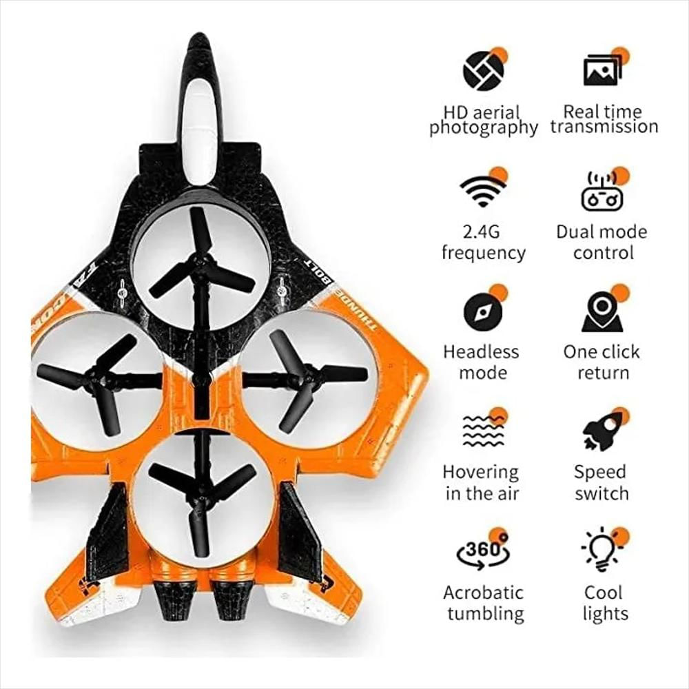 Avion Combate Planeador Dron Rc 4 Helices Camara Giro 360° img #2
