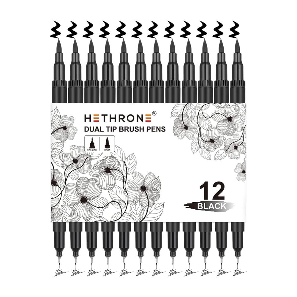 Marcadores Hethrone Negros Para Dibujar X 12