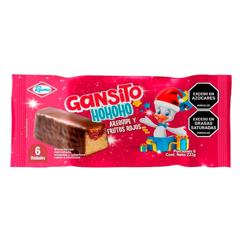 Bizcocho GANSITO mermelada arequipe y frutos rojos (222  gr)