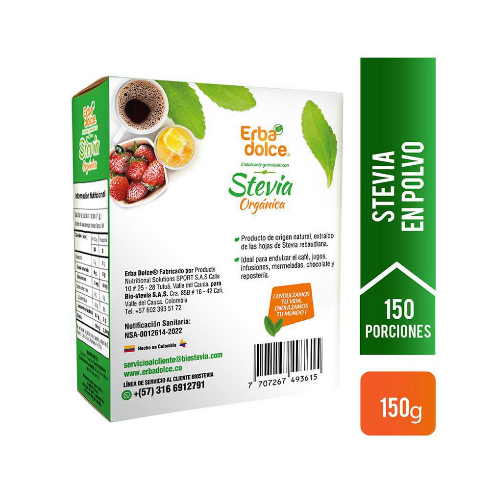 Endulzante ERBA DOLCE con stevia en polvo (80  gr) img #2