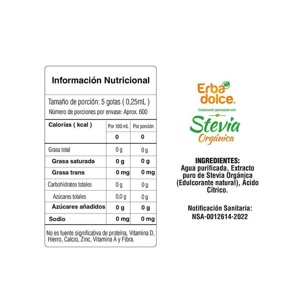 Endulzante ERBA DOLCE con stevia líquido (100  ml) img #3