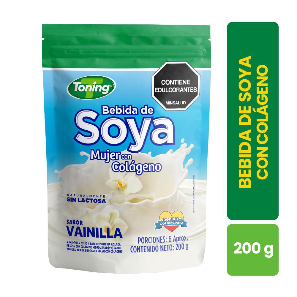 Bebida de soya TONING polvo con colágeno sabor vainilla (200  gr)
