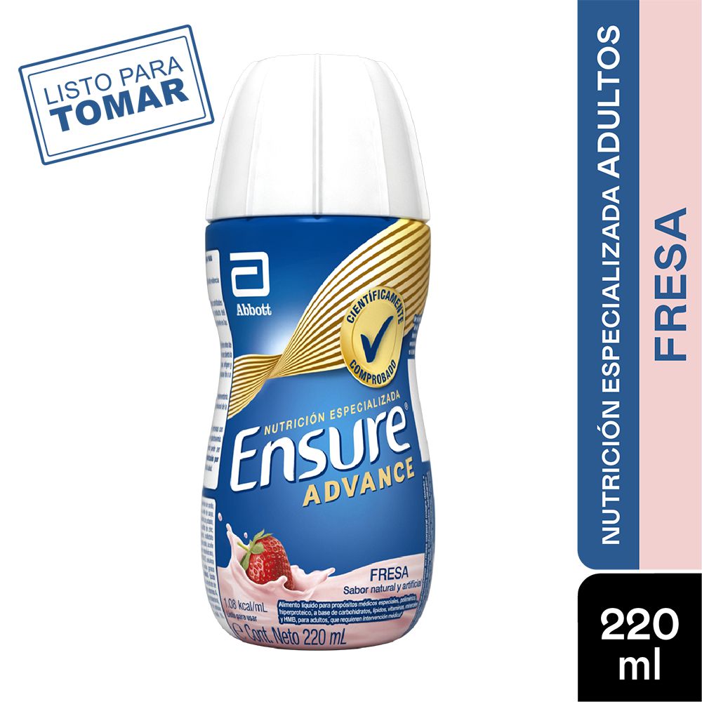 Complemento nutricional ENSURE para adultos sabor fresa (220  ml)