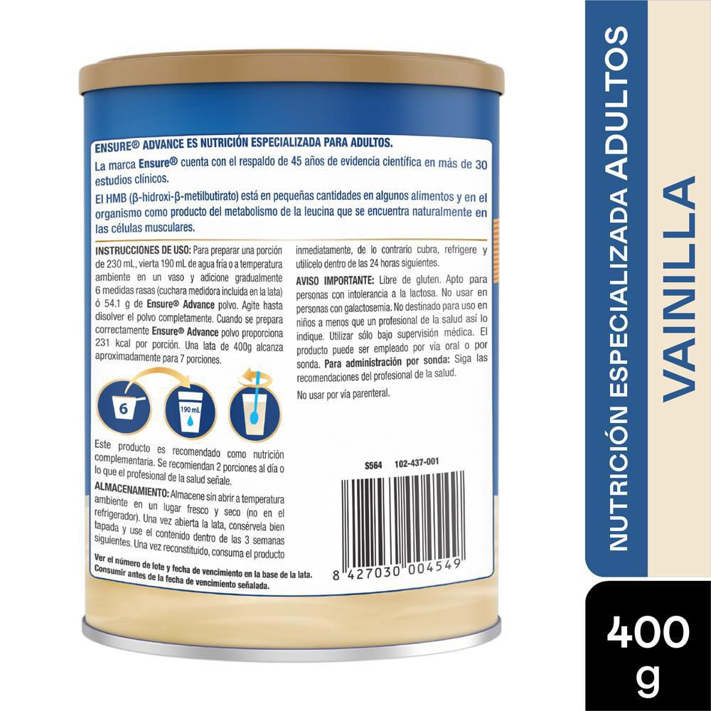 Alimento nutritivo ENSURE vainilla (400  gr) img #2