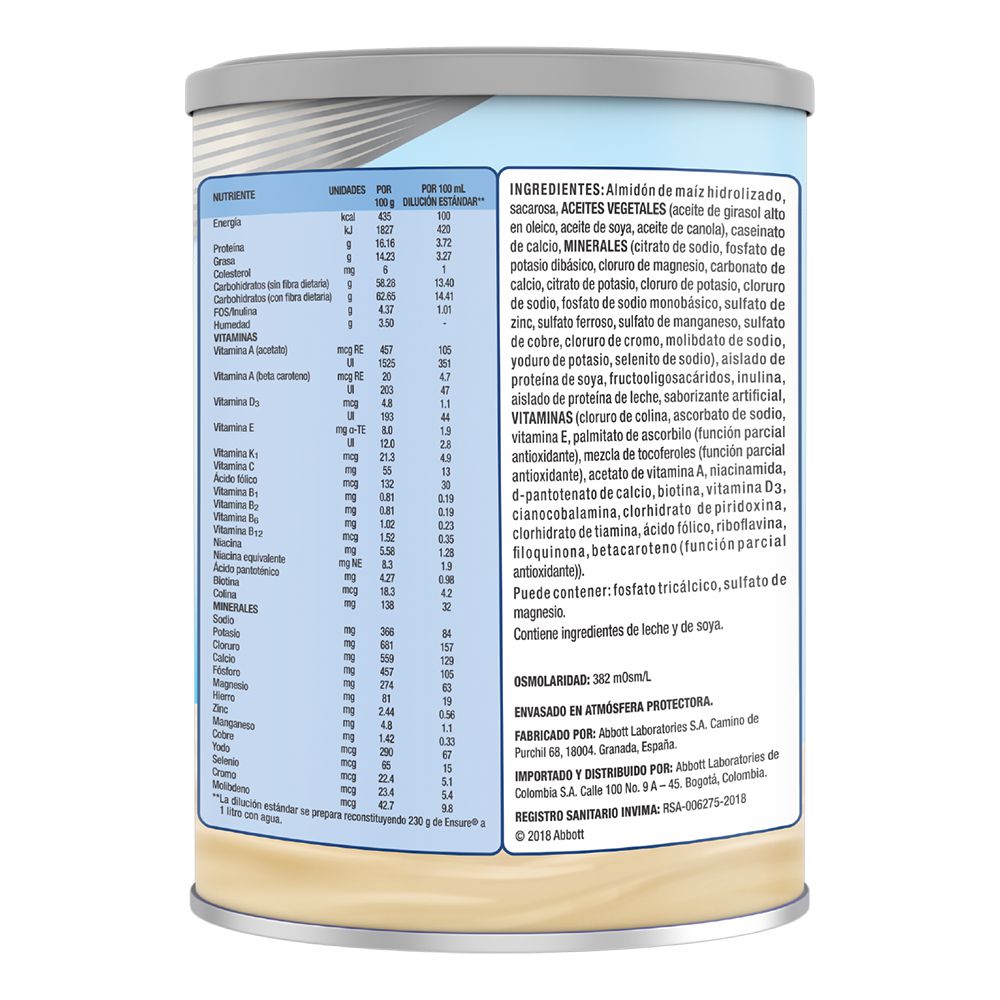 Alimento nutritivo ENSURE vainilla (400  gr) img #4