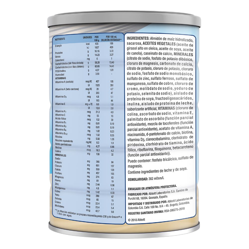 Alimento nutritivo ENSURE vainilla (900  gr) img #4