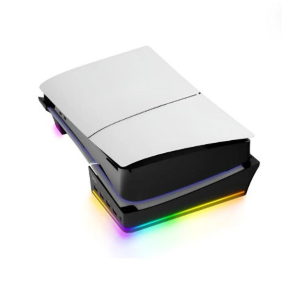 Base Horizontal Con Luz Led Para Consola Ps5 Slim Y Pro Blanco img #1