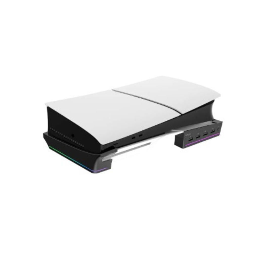 Base Horizontal Con Luz Led Para Consola Ps5 Slim Y Pro Blanco img #2
