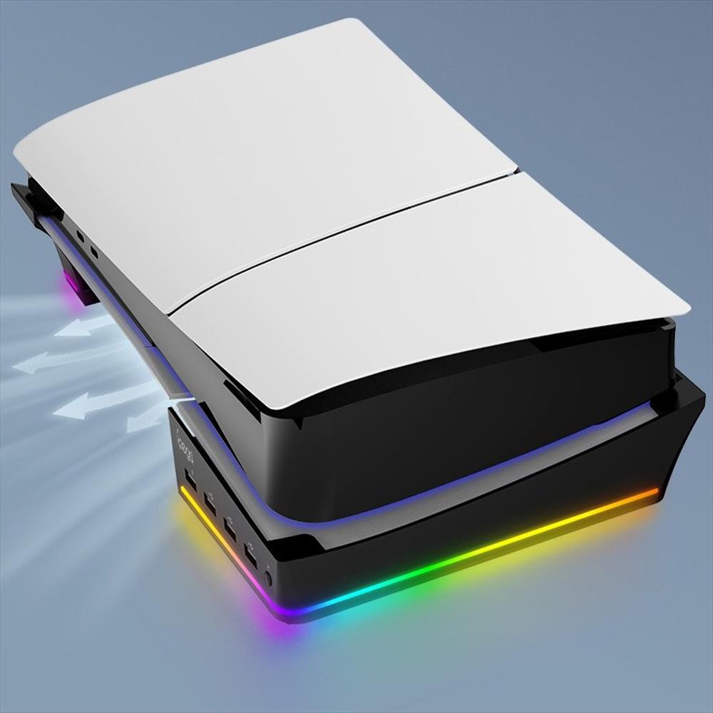 Base Horizontal Con Luz Led Para Consola Ps5 Slim Y Pro Blanco img #3