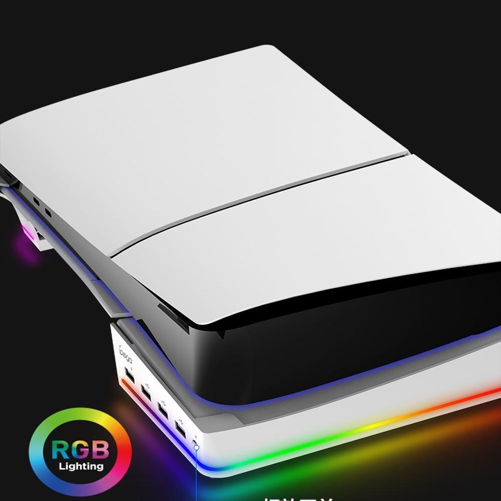 Base Horizontal Con Luz Led Para Consola Ps5 Slim Y Pro Blanco img #4