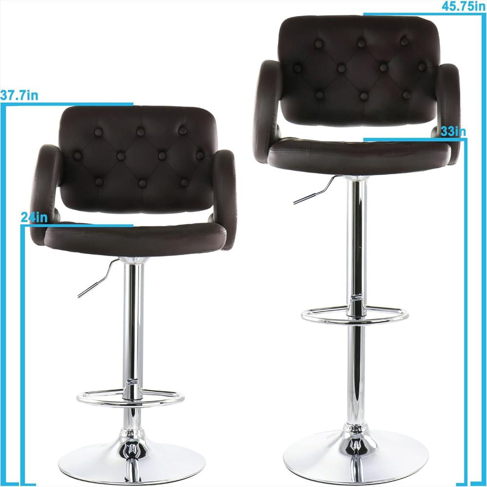 Silla Bar Elama Piel Sintética 50% Marrón Base Cromada Ajustable 1 Pieza img #3