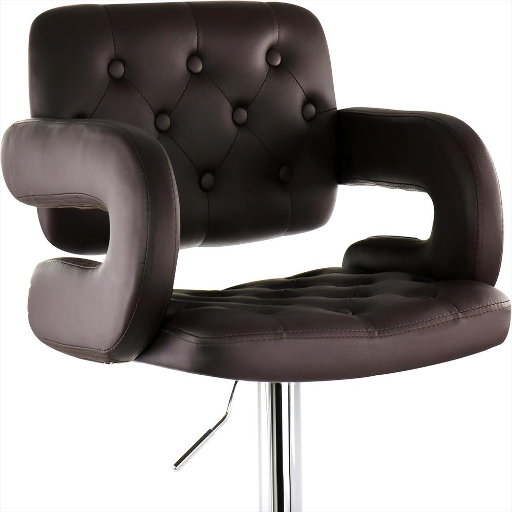 Silla Bar Elama Piel Sintética 50% Marrón Base Cromada Ajustable 1 Pieza img #4