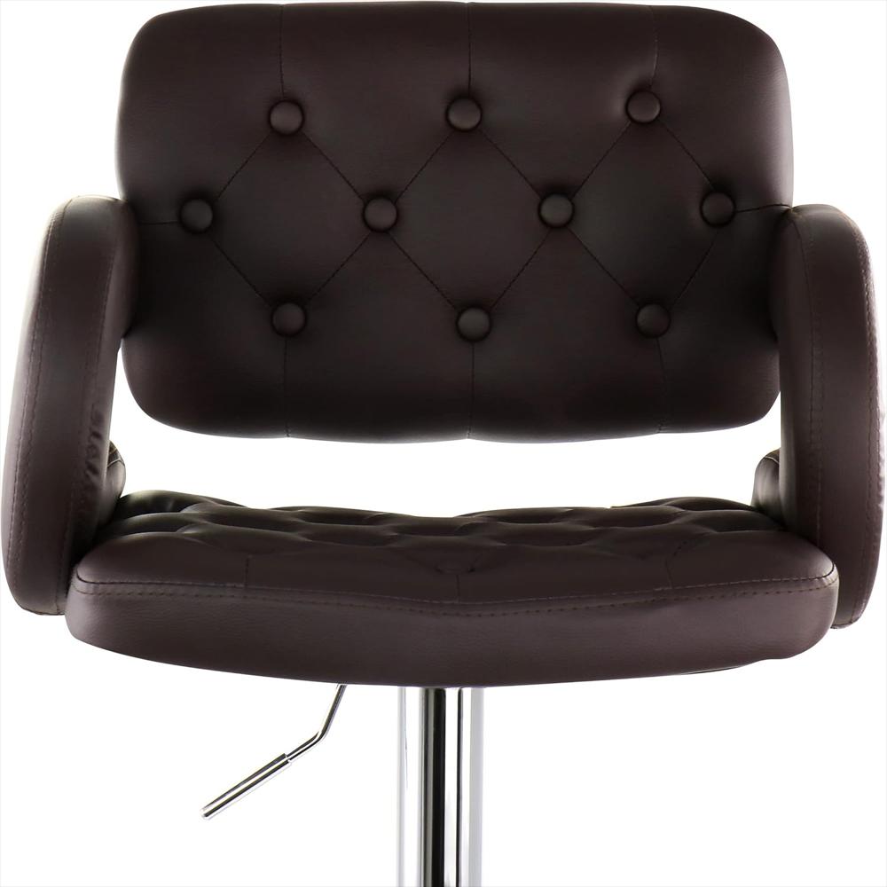 Silla Bar Elama Piel Sintética 50% Marrón Base Cromada Ajustable 1 Pieza img #5