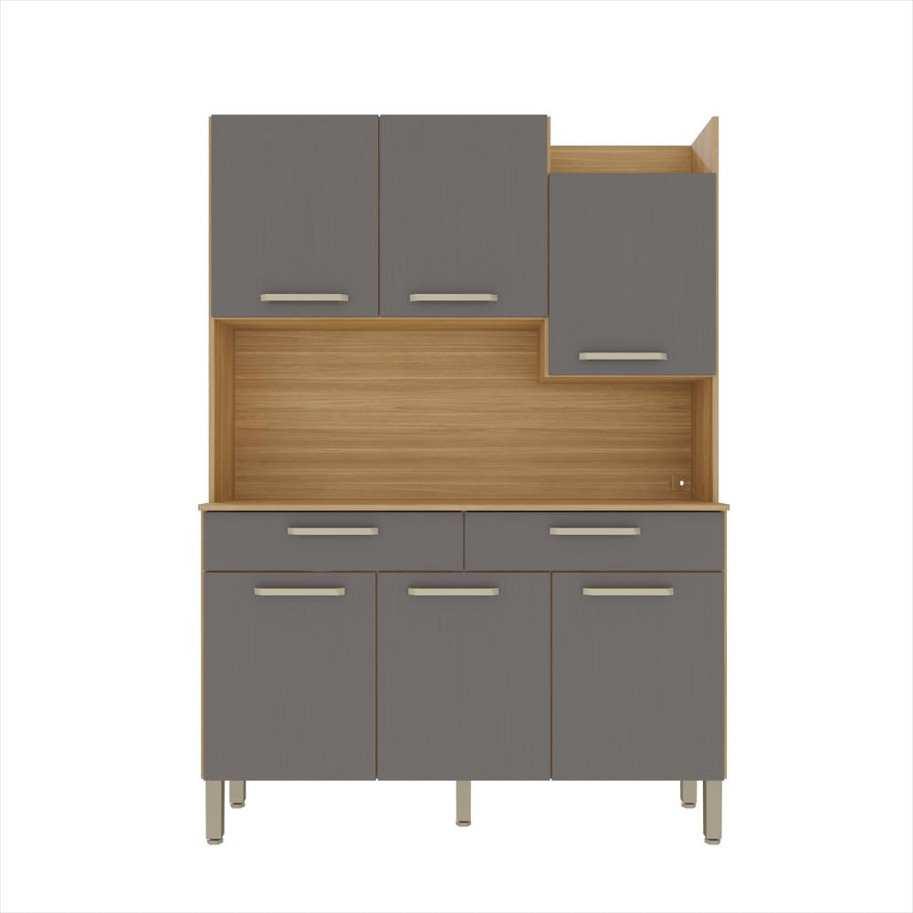 Despensa Alta Para El Hogar Con 2 Cajones Y 6 Puertas En Mdf Gris img #2
