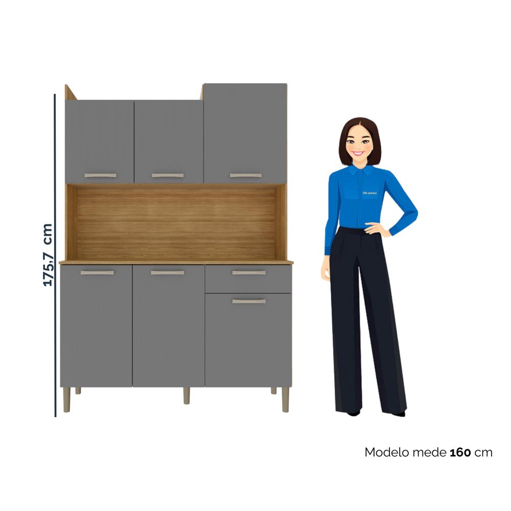 Despensa Alta Para El Hogar Con 2 Cajones Y 6 Puertas En Mdf Gris img #4