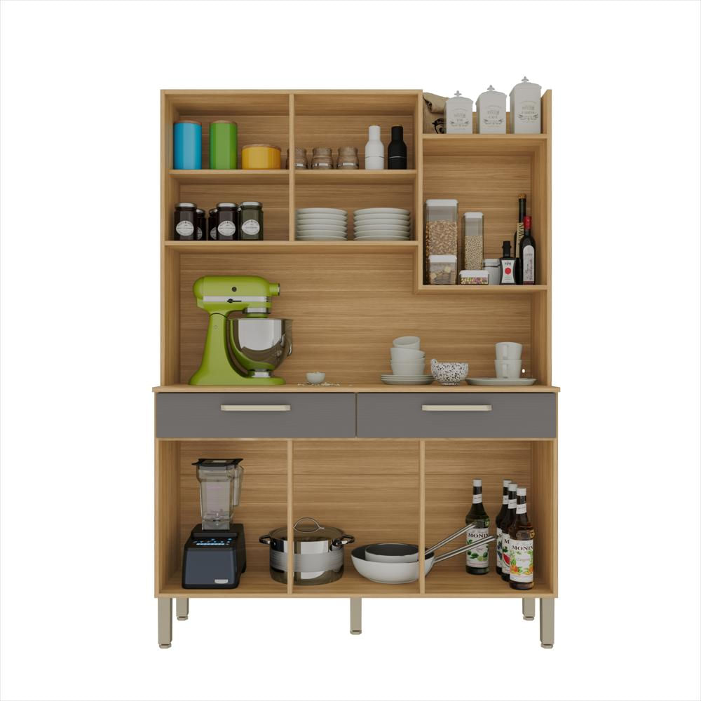 Despensa Alta Para El Hogar Con 2 Cajones Y 6 Puertas En Mdf Gris img #5