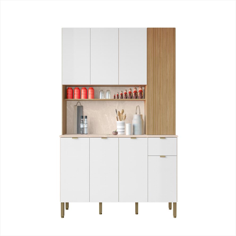 Mueble Organizador De Hogar Tipo Alacena Blanca Con Módulo Madera img #2