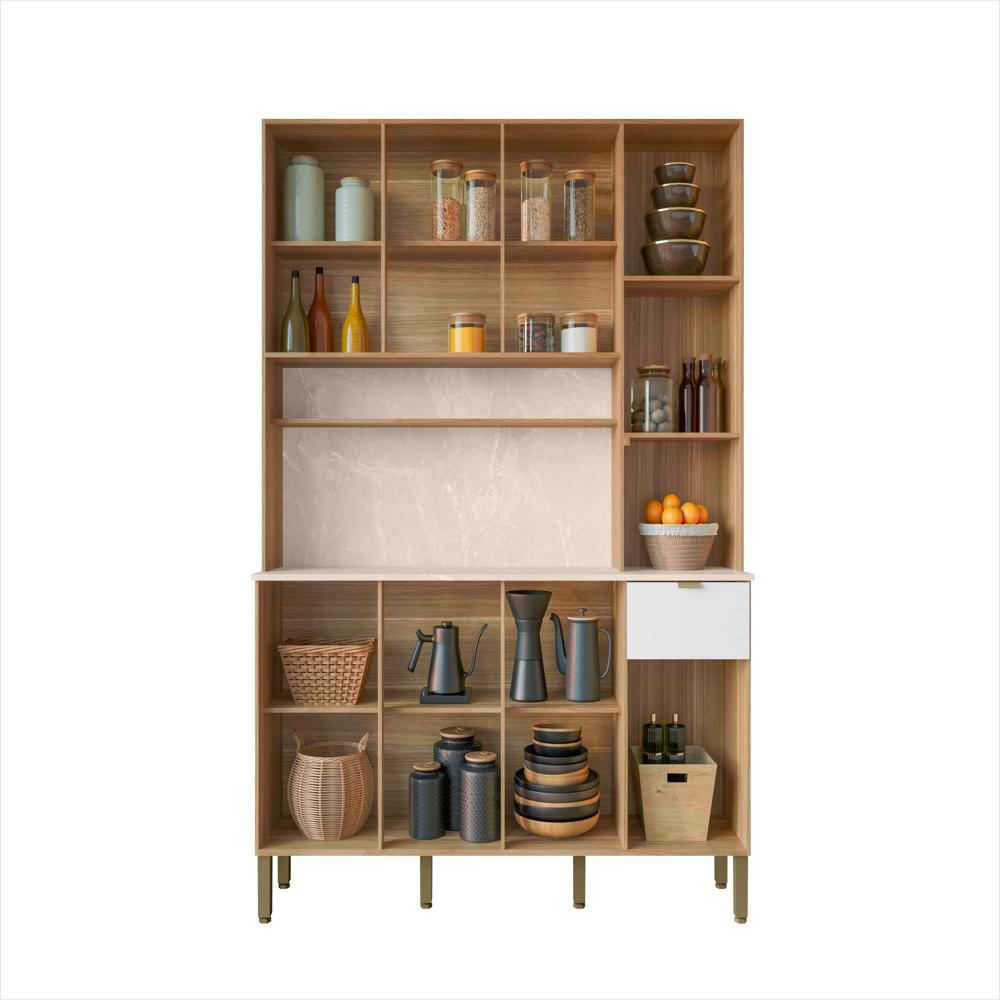 Mueble Organizador De Hogar Tipo Alacena Blanca Con Módulo Madera img #3