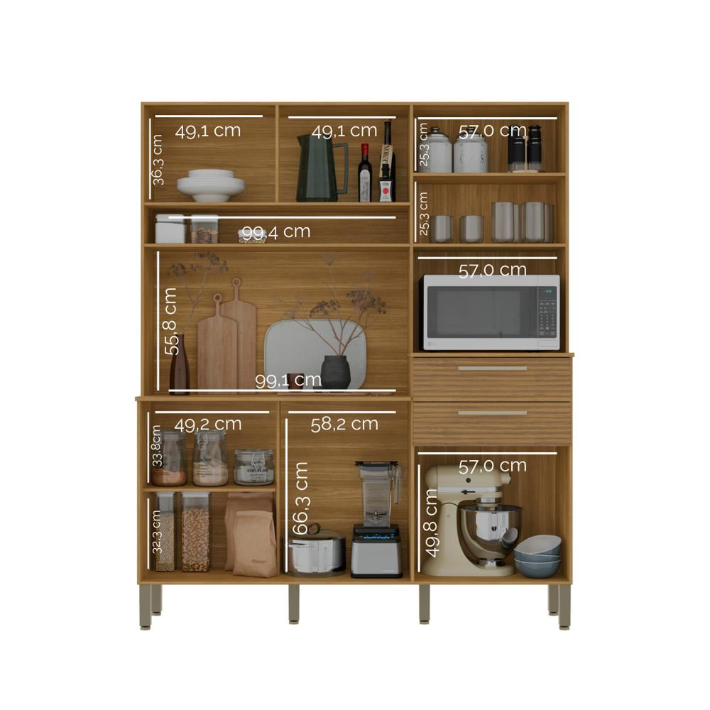 Alacena De Cocina Mdf 200 Cm Con Espacio Para Microondas img #4