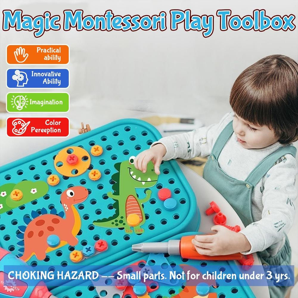 Aladro Infantil De Dinosaurio Con Juego De Construcción img #2