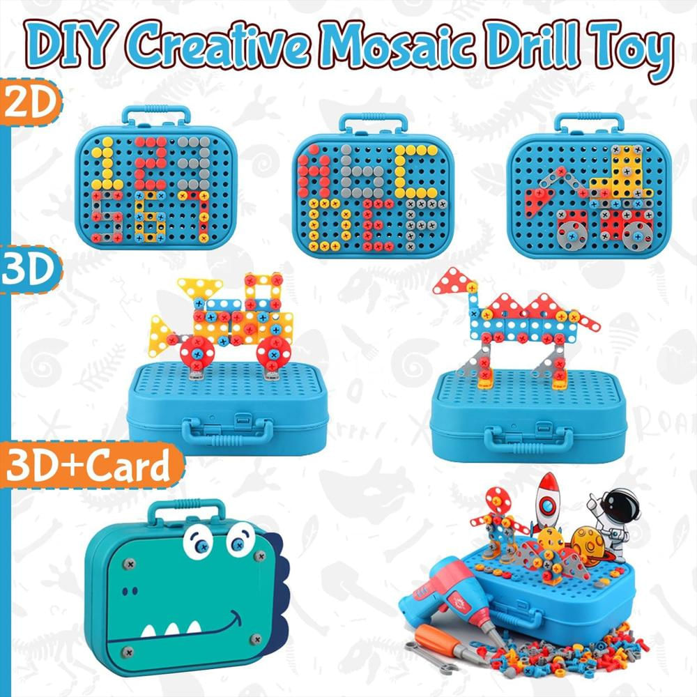 Aladro Infantil De Dinosaurio Con Juego De Construcción img #3