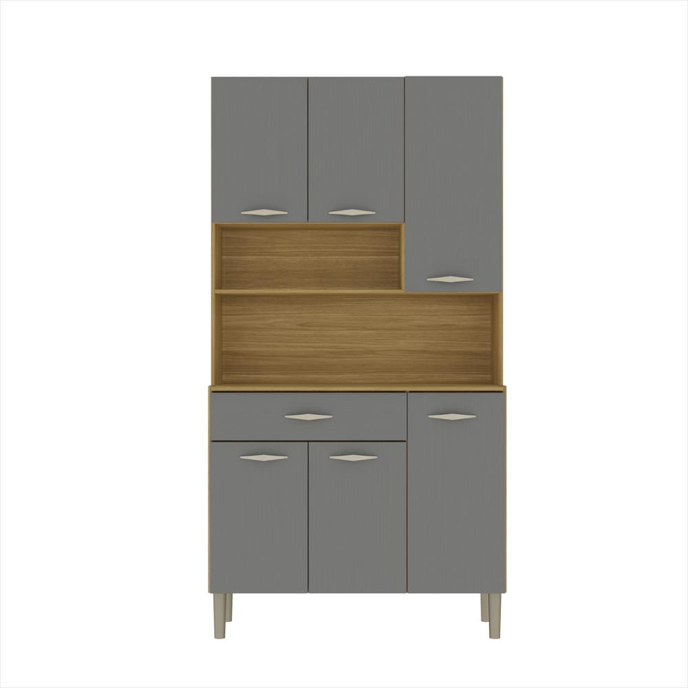Alacena De Cocina En Mdf 90 Cm Gris Con 6 Puertas Y Cajón img #1
