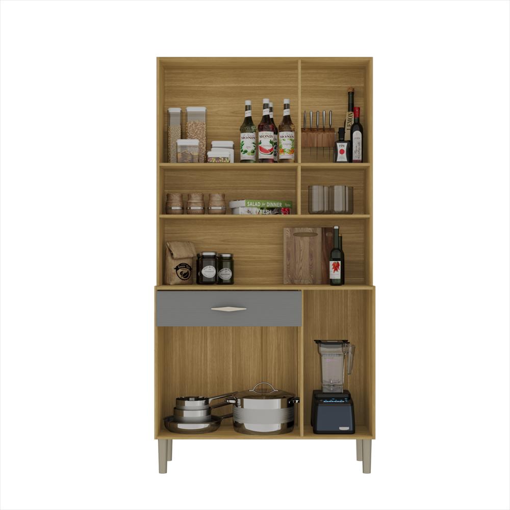 Alacena De Cocina En Mdf 90 Cm Gris Con 6 Puertas Y Cajón img #2