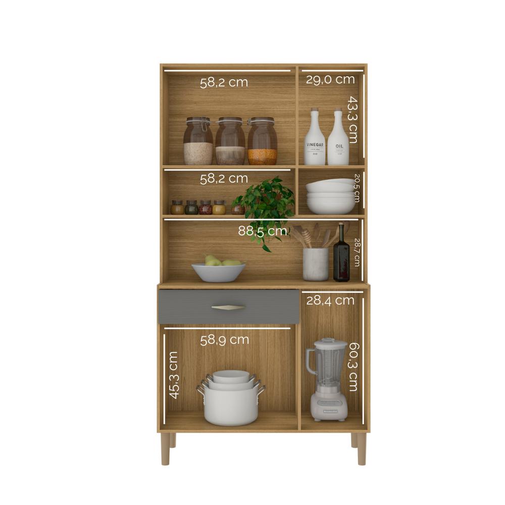 Alacena De Cocina En Mdf 90 Cm Gris Con 6 Puertas Y Cajón img #4