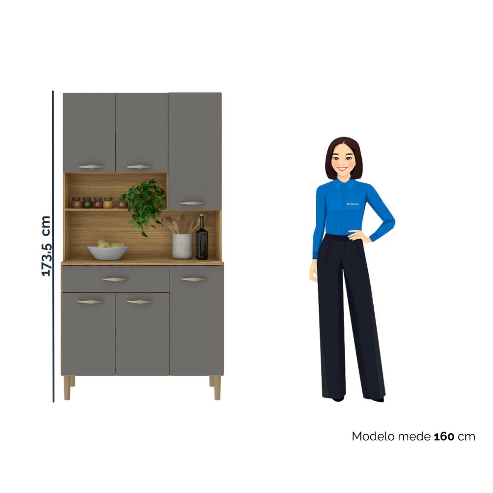 Alacena De Cocina En Mdf 90 Cm Gris Con 6 Puertas Y Cajón img #5
