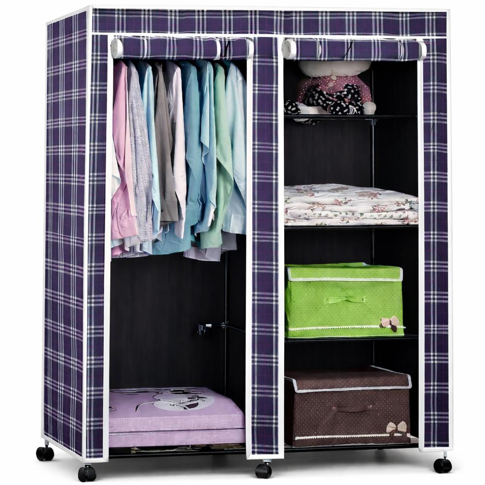 Closet Portátil De Tela Con Compartimentos Para Ropa Colgada Y Doblada img #1